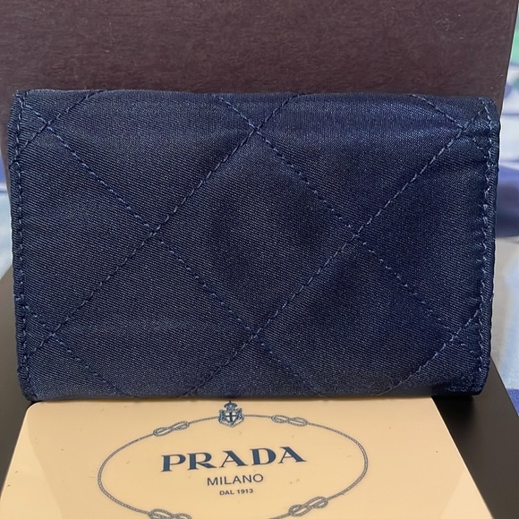 Prada Midnight Blue Nylon Quilted Key Holder - Picture 2 of 11